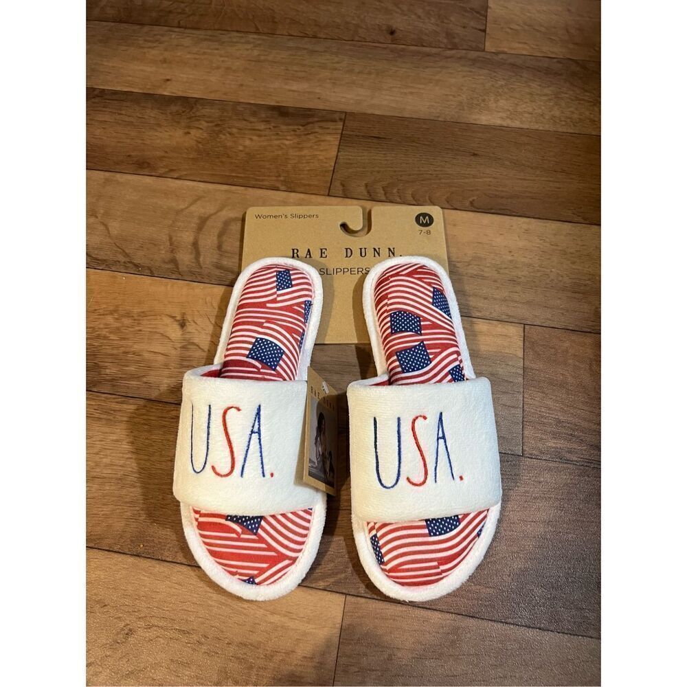 Rae Dunn USA Woman’s Slippers Size Medium 7-8 NEW MSRP $38